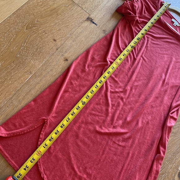 Max Studio SMALL soft ruffle sleeve tulip slit dress (red) - Picture 10 of 10